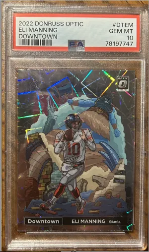2022 Panini Donruss Optic Downtown! Eli Manning Gem Mint PSA 10 front